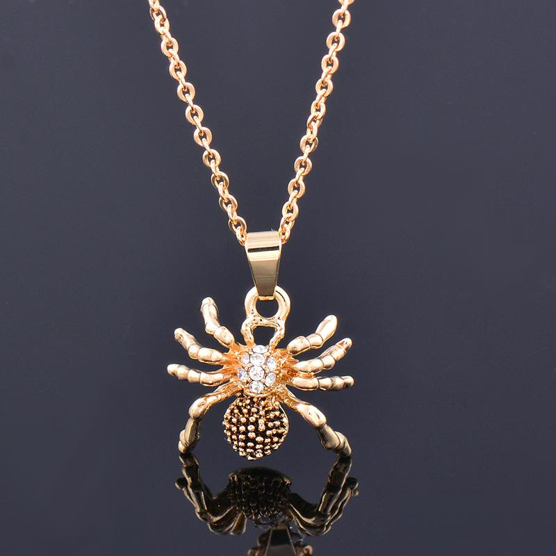 Halsband med spindel och strass i titanstål