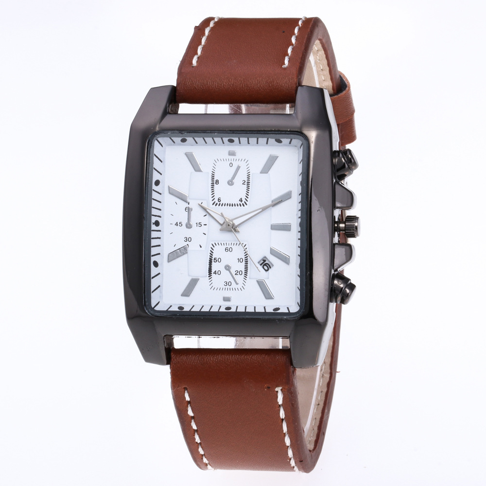 Herrklocka med läderarmband – 38 mm urtavla