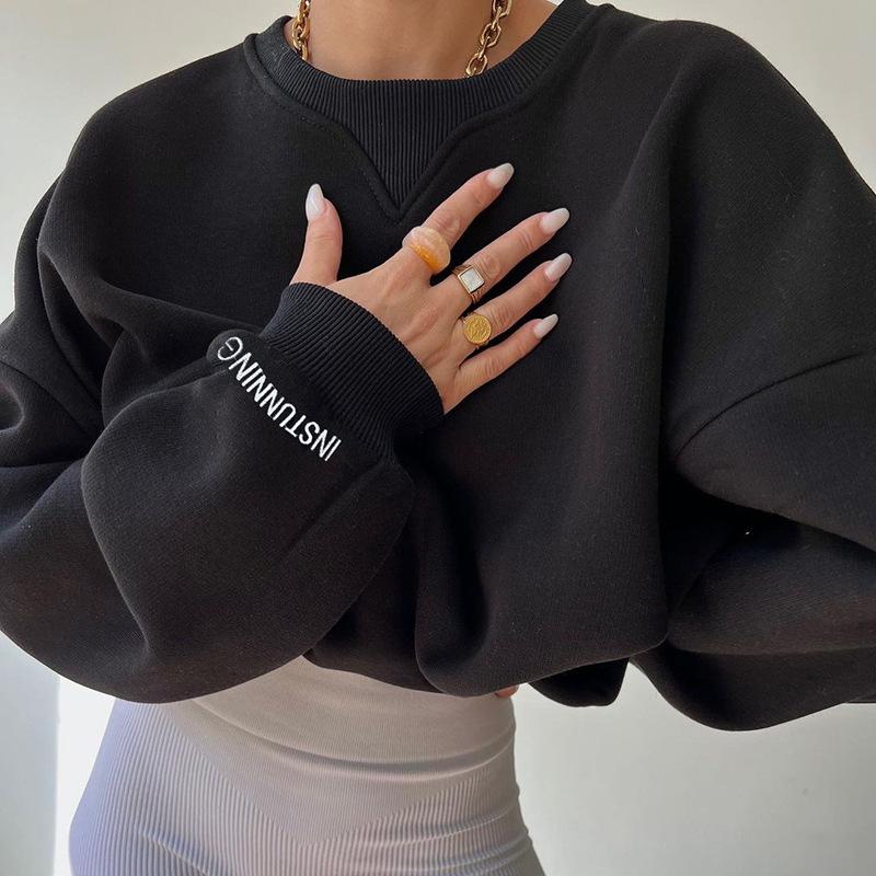 Lös sweatshirt med rund hals – dam, tre färger