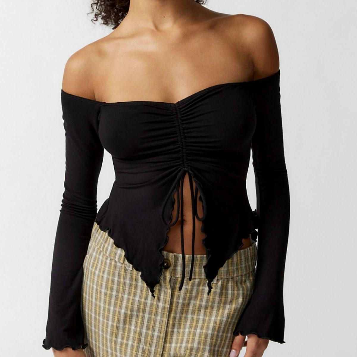 Offshoulder-topp med långa utsvängda ärmar – dam