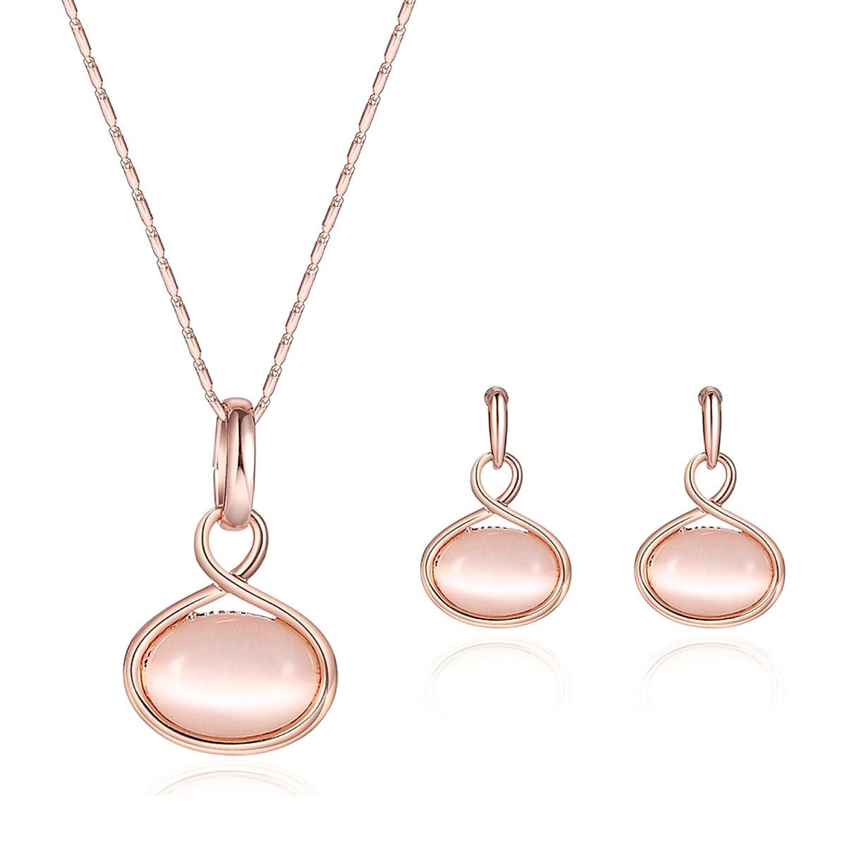 Smyckesset med halsband och örhängen – droppformade stenar