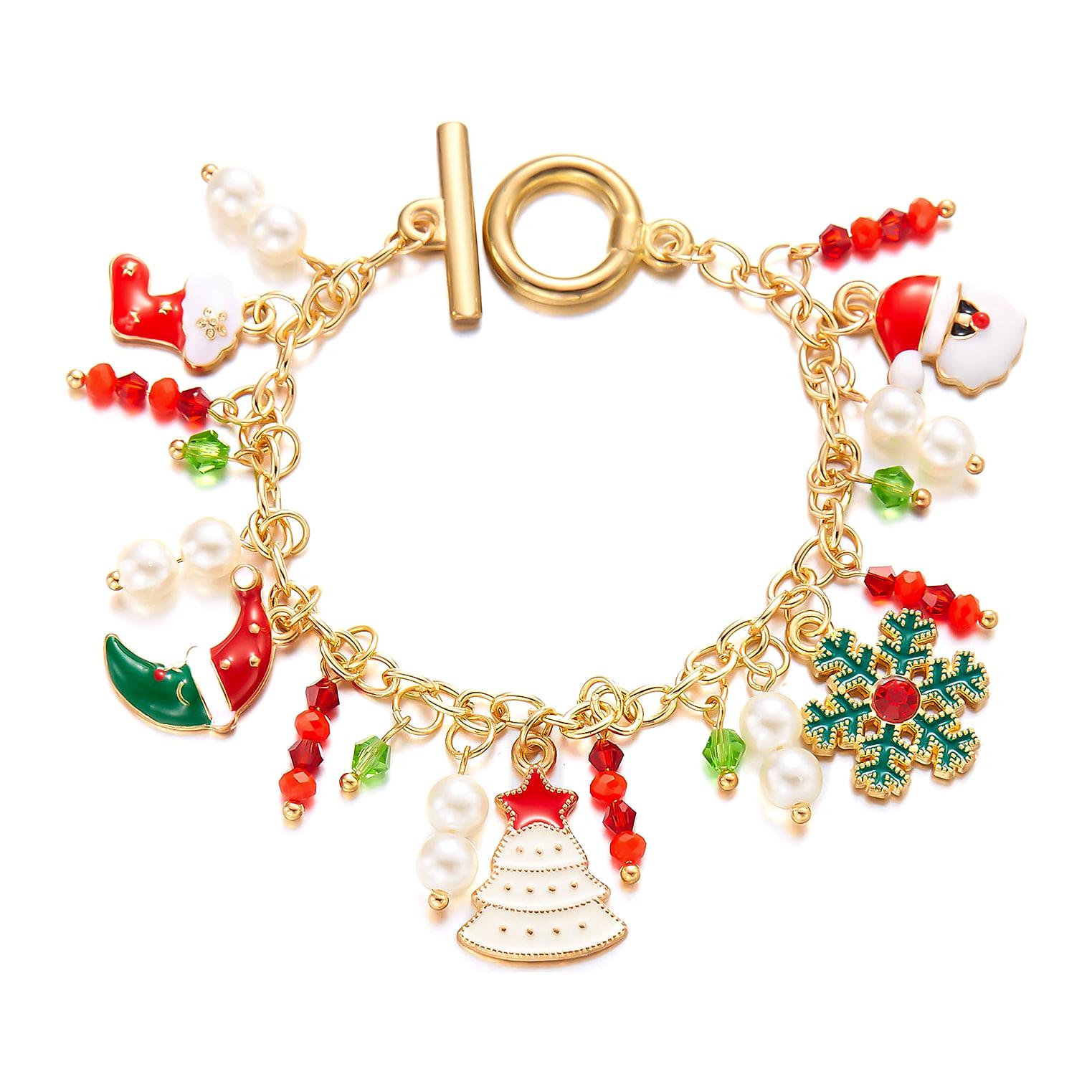 Armband med julberlocker – tomte och julgran