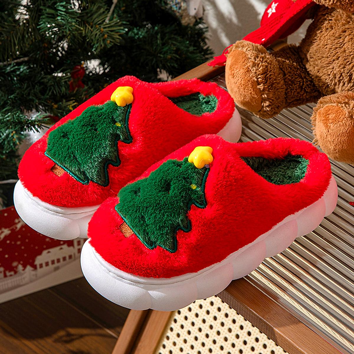 Jultofflor med julgran – unisex, storlek 36–45