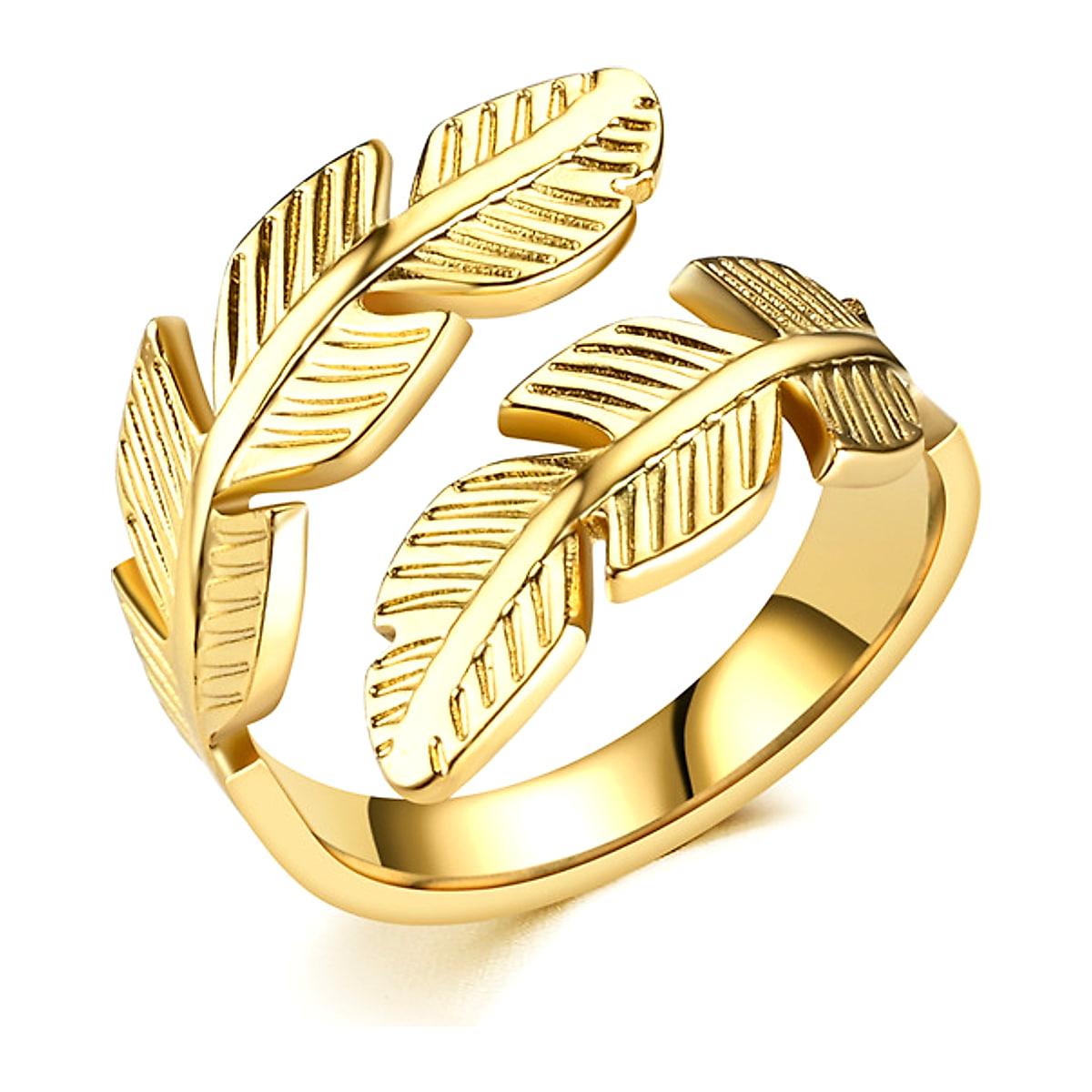 Öppen ring formad som fjädrar – titanstål, guld eller silver