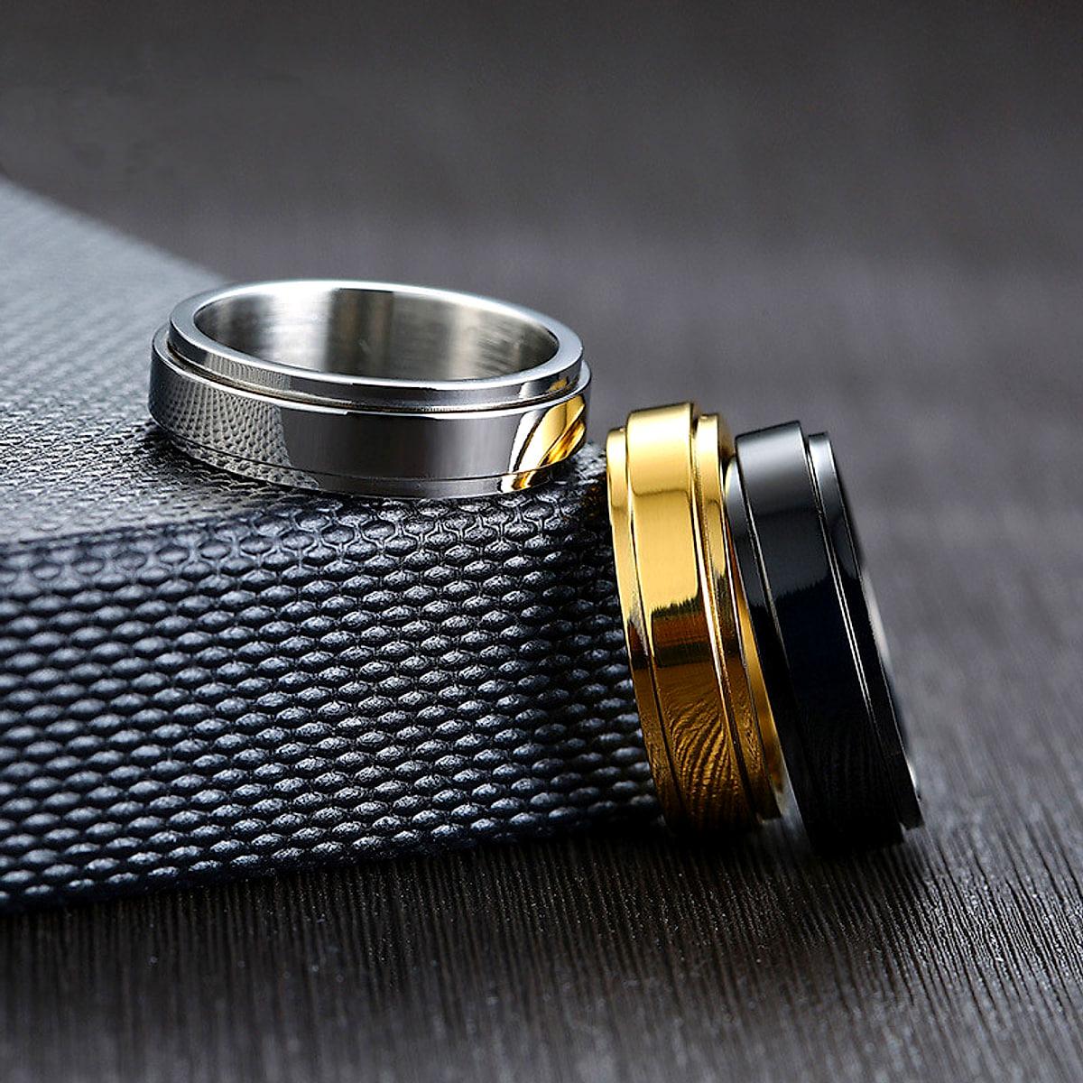 Ring i rostfritt stål med snurrande mittdel – unisex