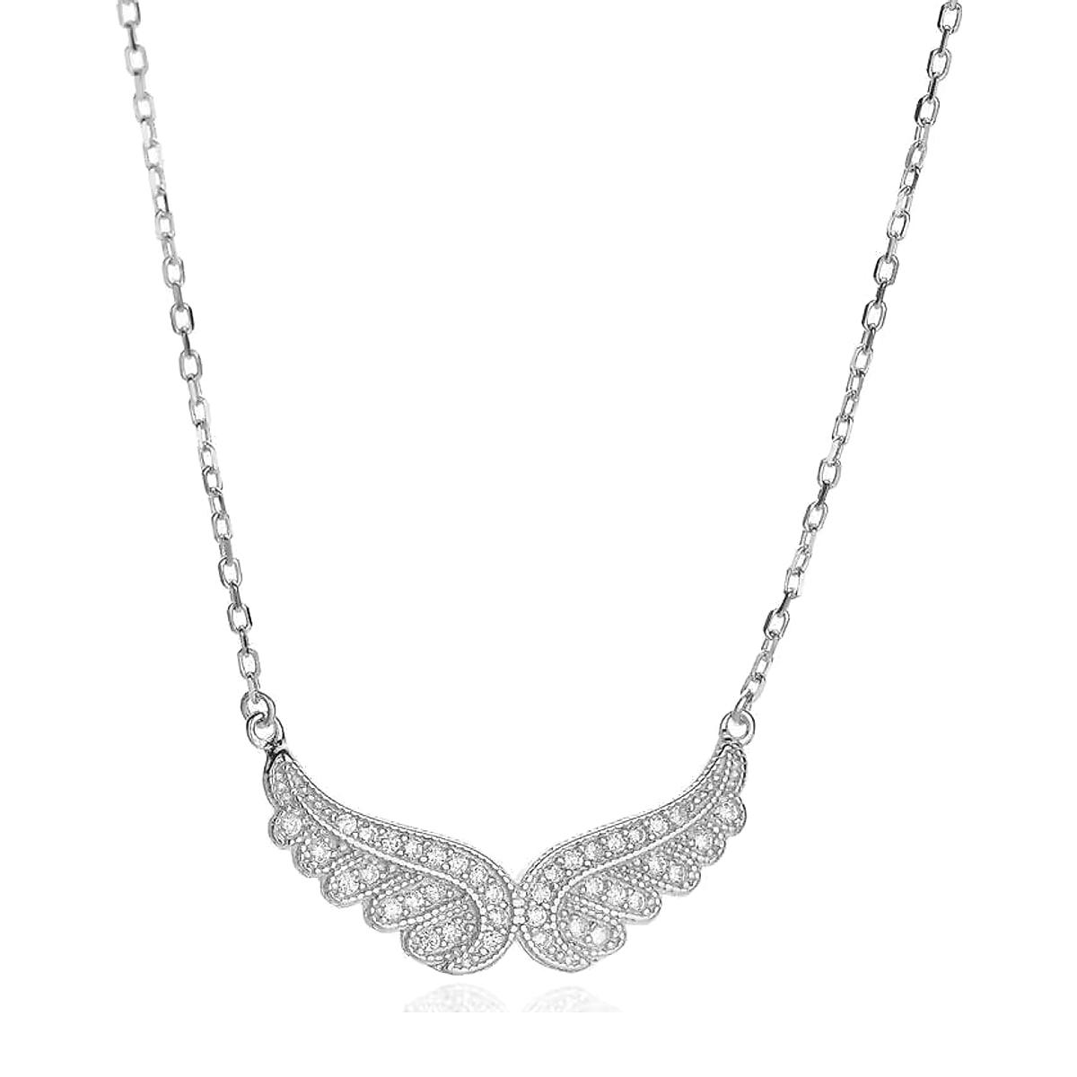 Halsband med änglavingar i 925 silver och zirkonia – 40 + 5 cm