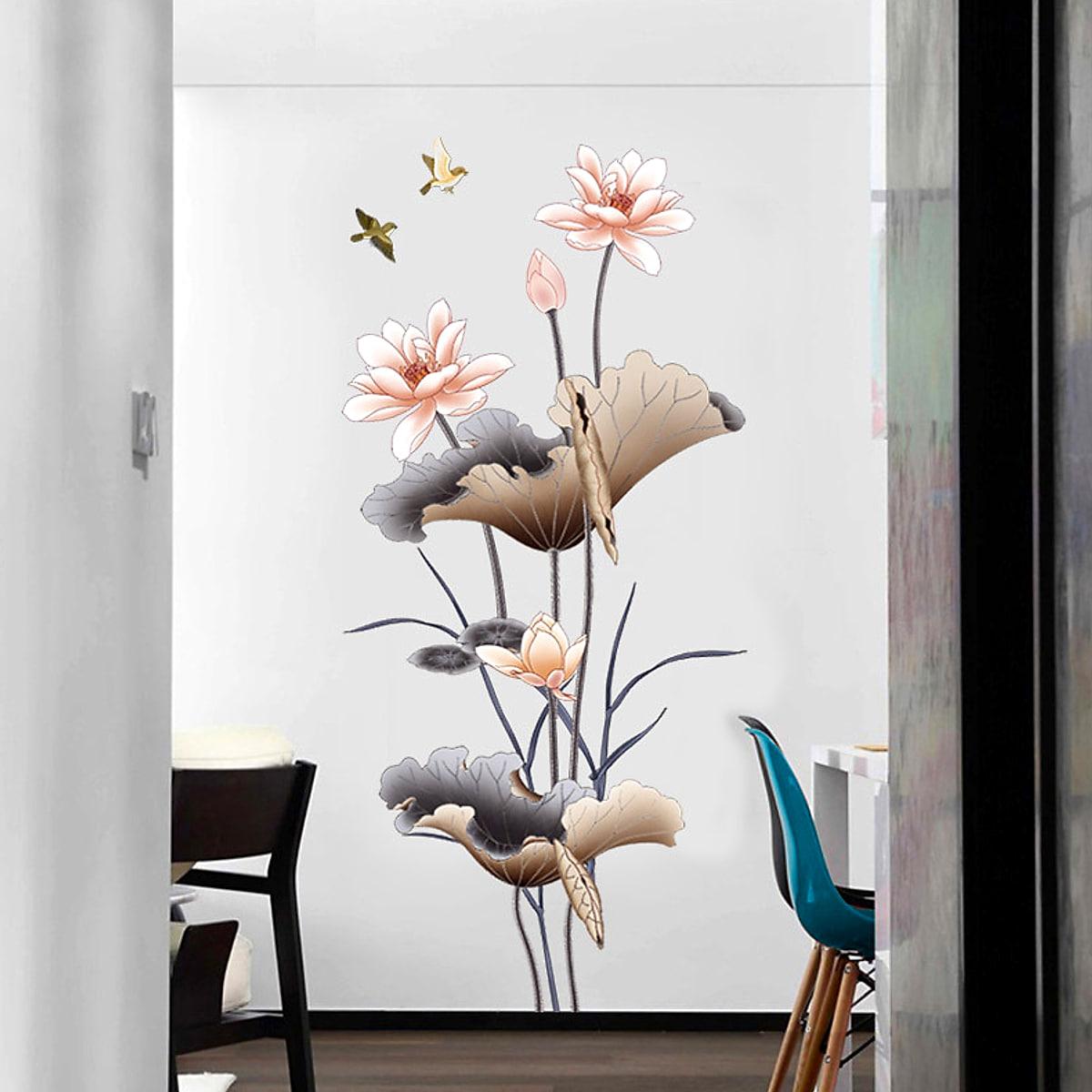 Väggdekor med lotusblommor – självhäftande, 60 × 90 cm