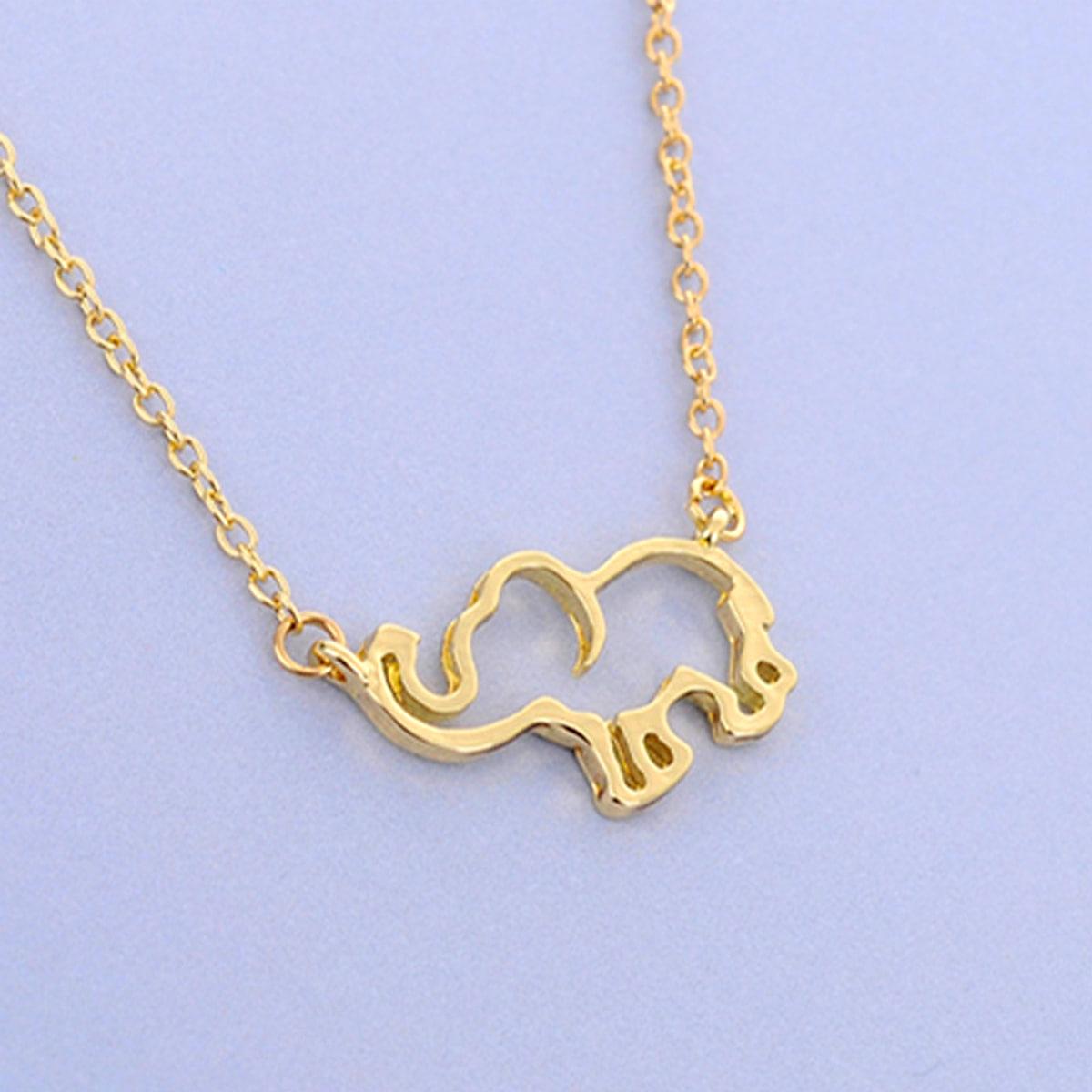 Halsband med elefant – guld- eller silverfärgat, 45 + 5 cm