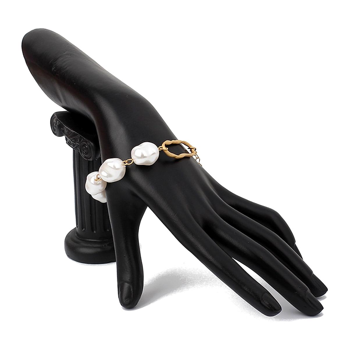 Armband med barockpärlor – guldfärgad kedja