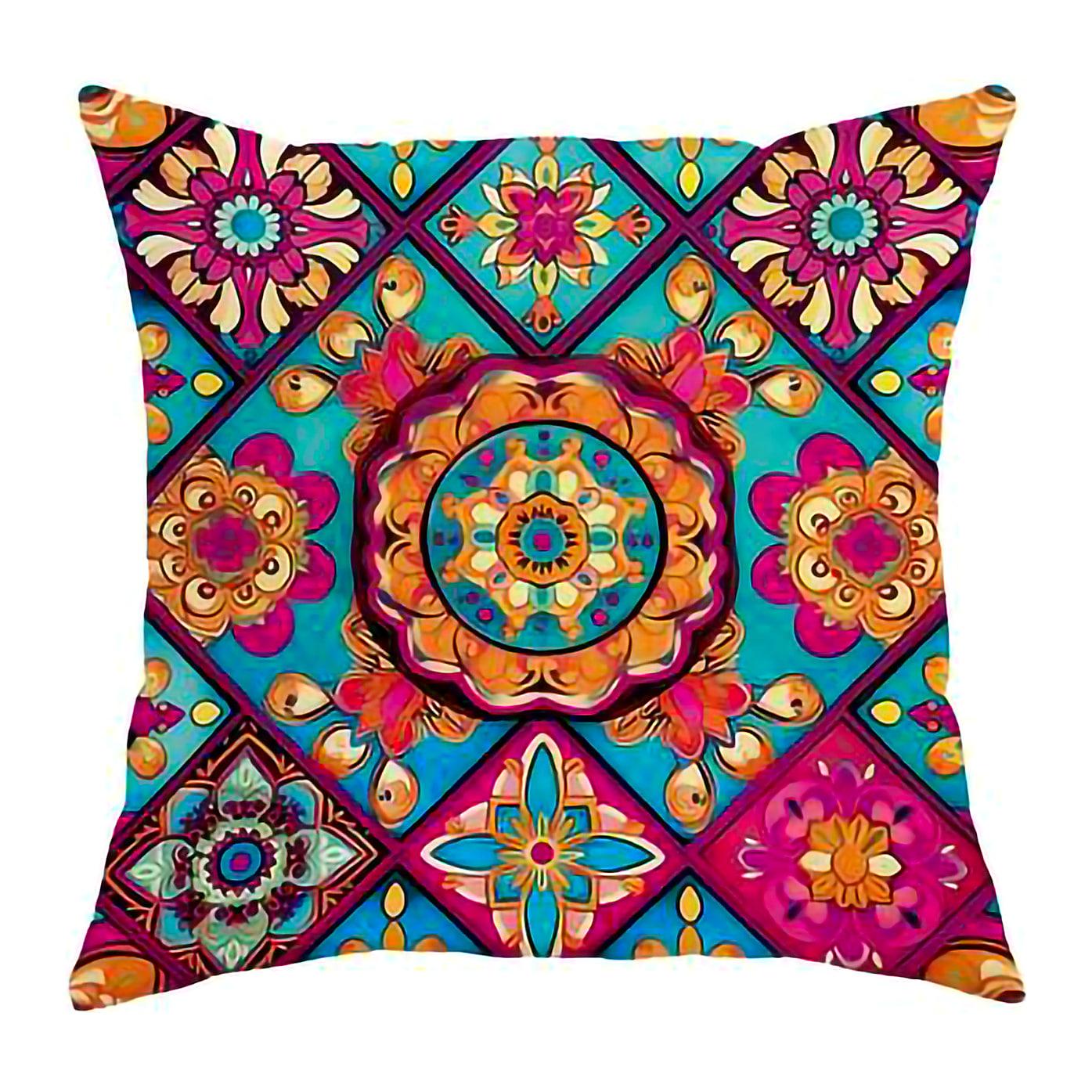 Kuddfodral med boho-mönster – 45 × 45 cm i linnelook