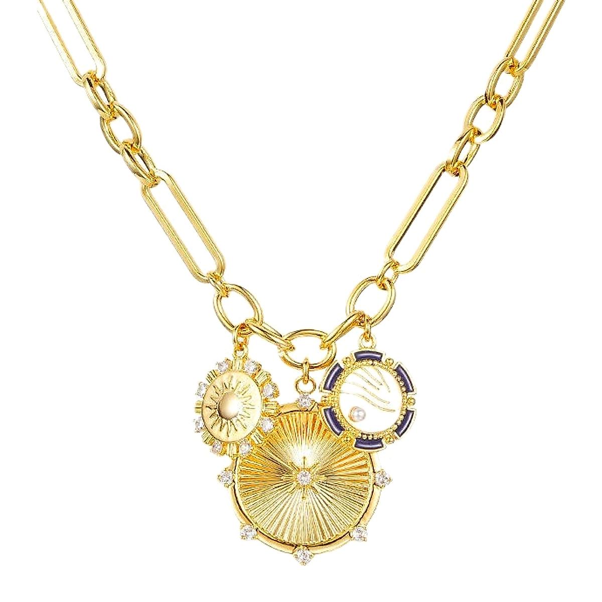Halsband med solhänge – guldfärgat