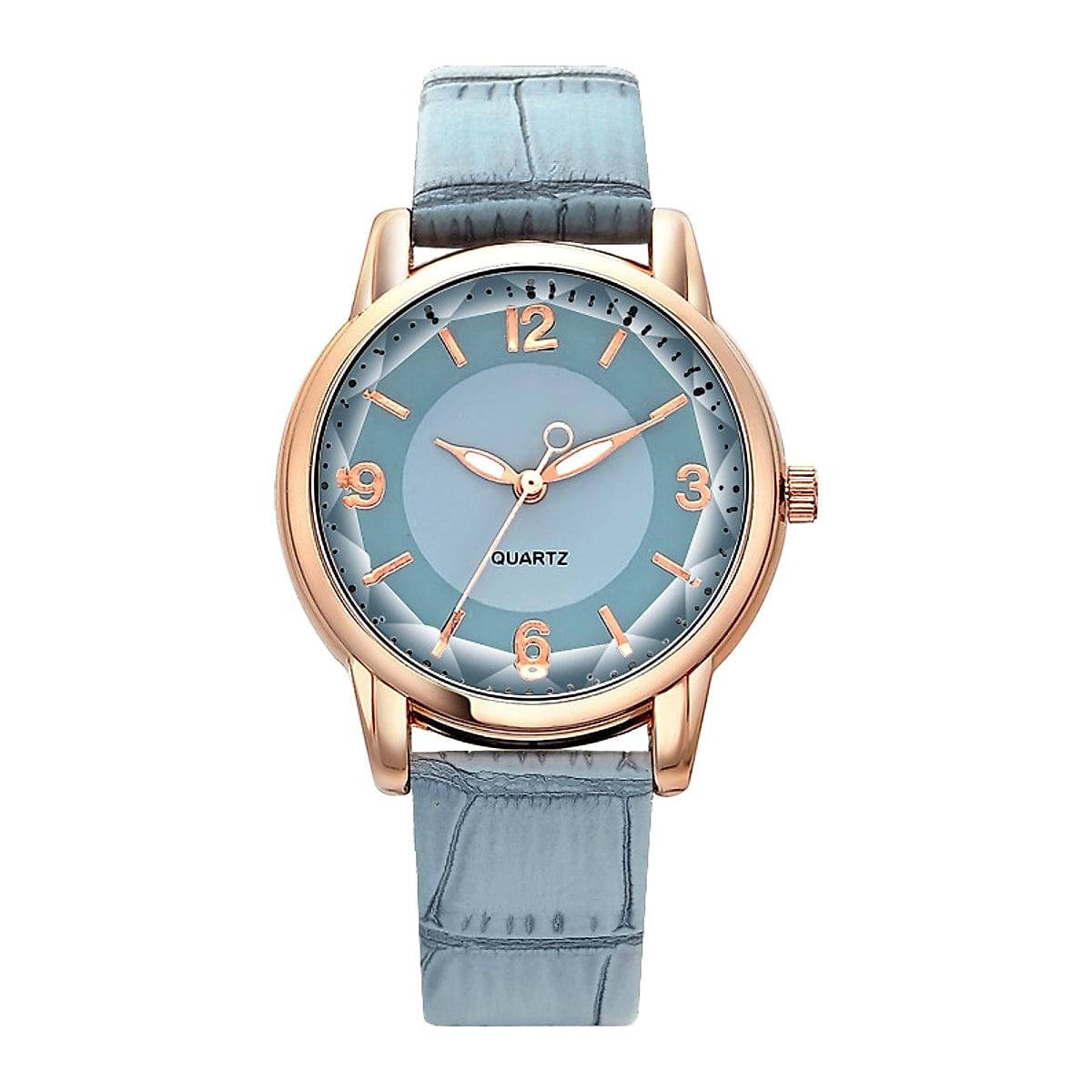 Damklocka med tvåfärgad urtavla – 34 mm, armband i konstläder