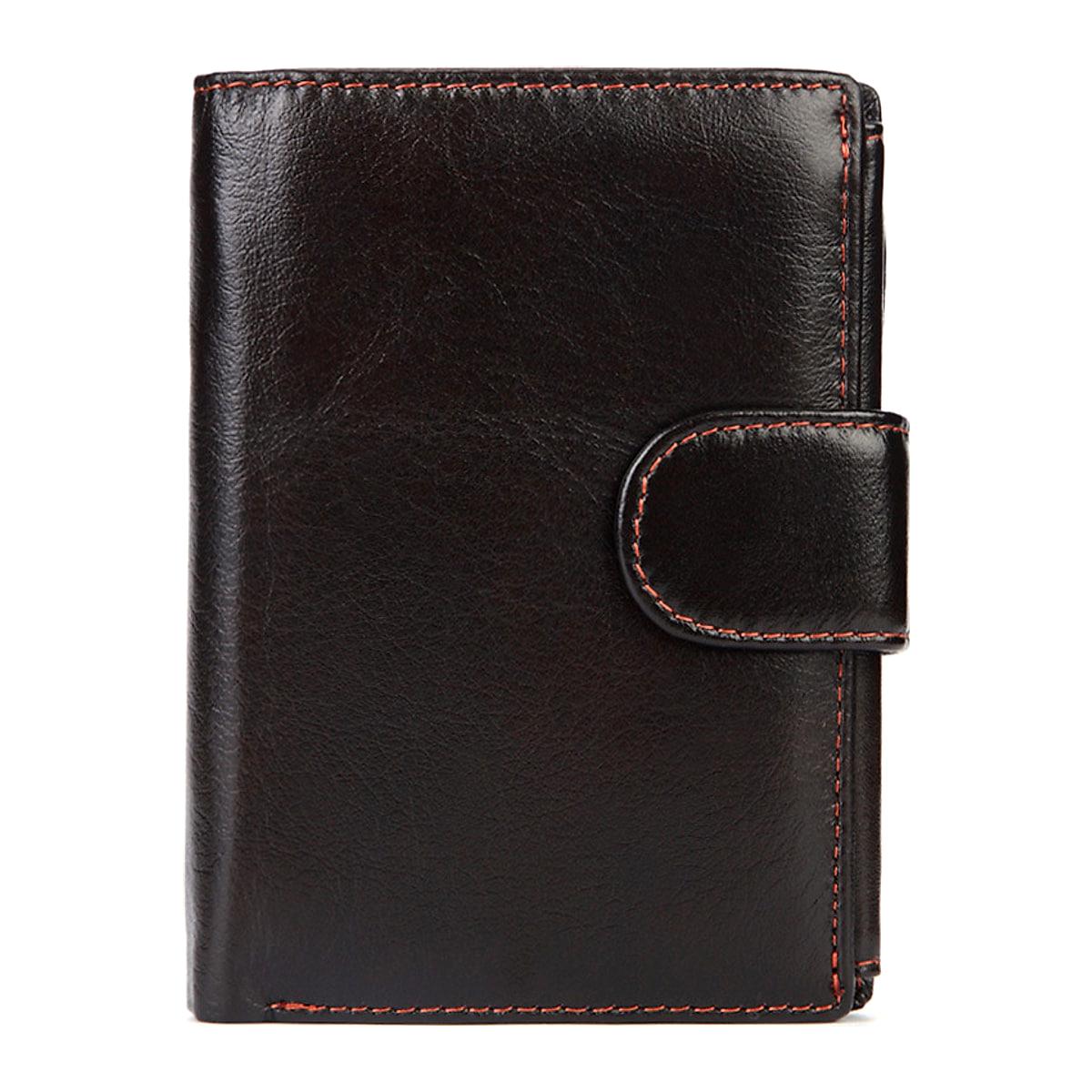 Vintageplånbok i oljat skinn – 10 × 13,5 cm