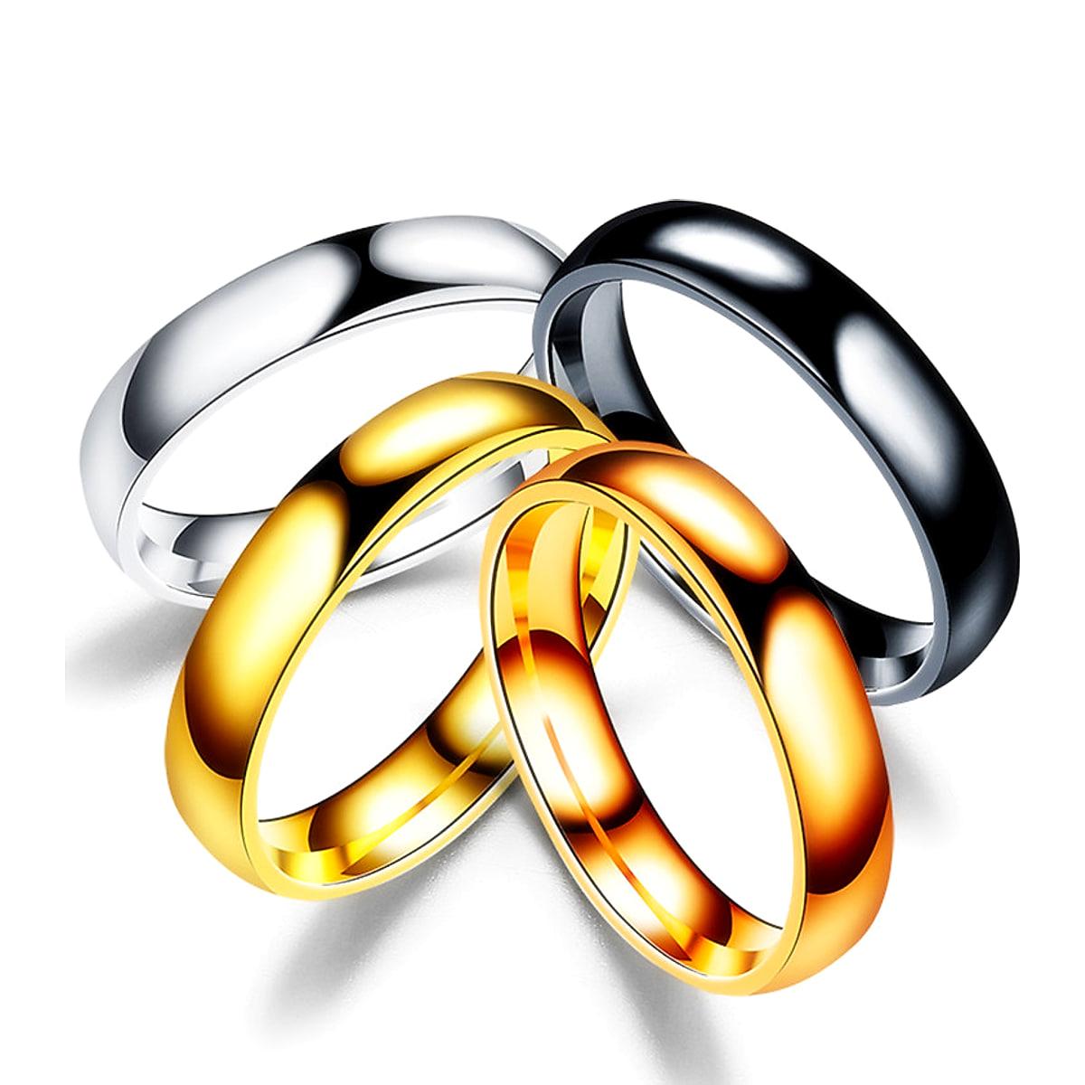 Enkel ring i metall – fyra färger, storlek 6–12