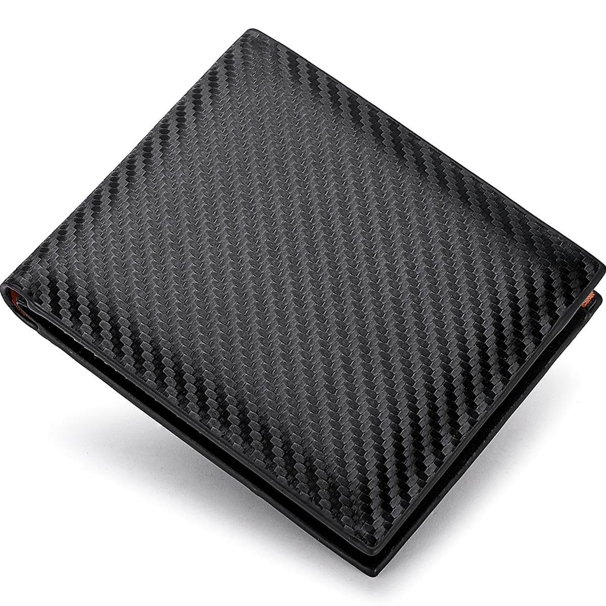 Plånbok med kolfibermönster och dragkedja – 12 × 10 cm