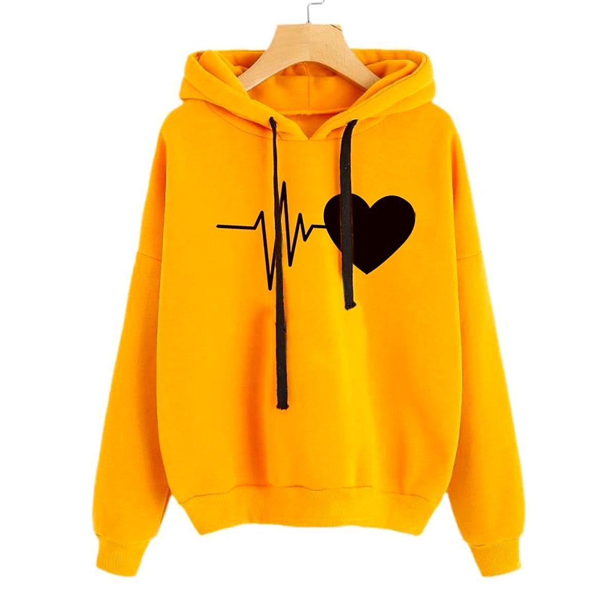 Hoodie med hjärtmönster för dam