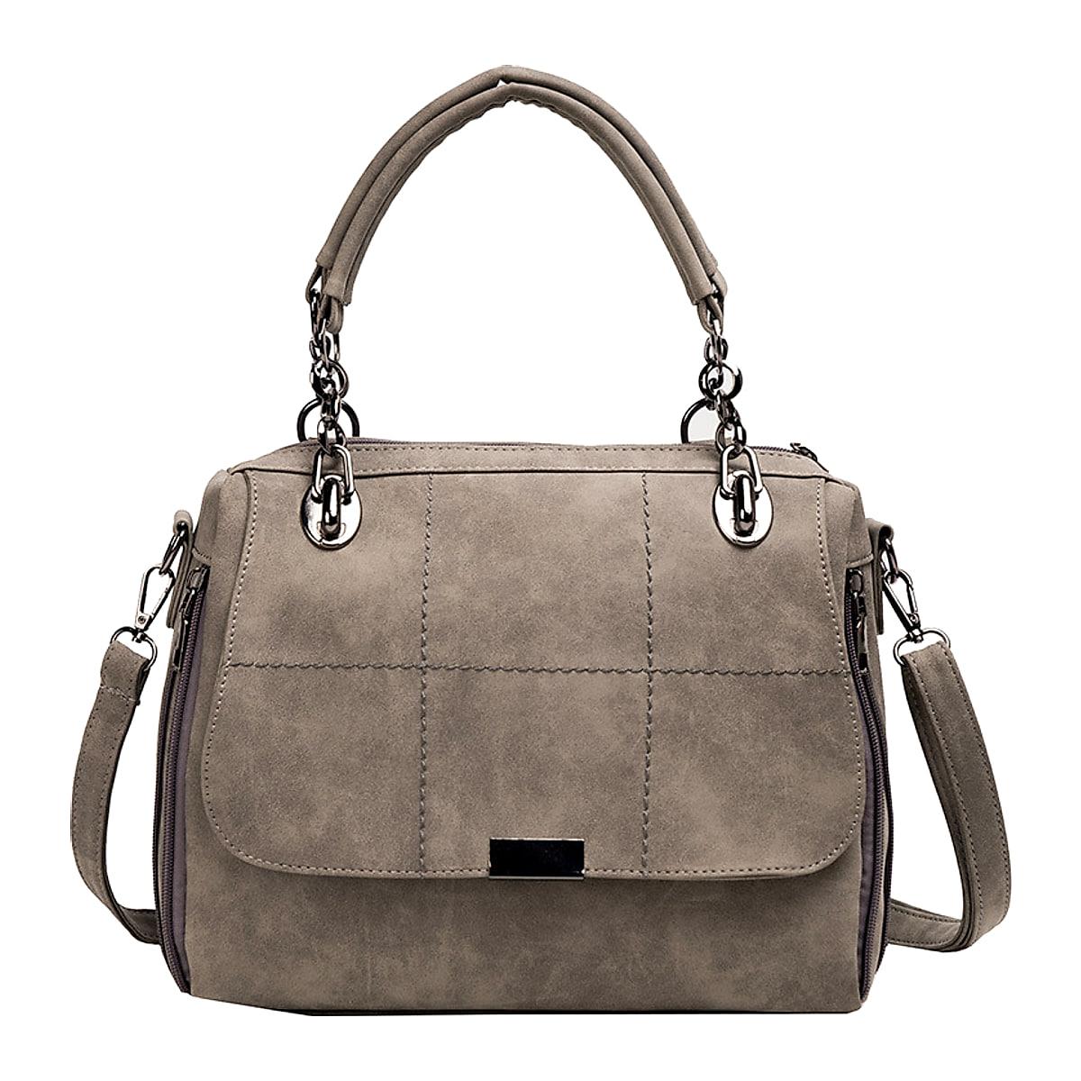 Matt bostonväska i läderlook – 30 × 23 × 14 cm