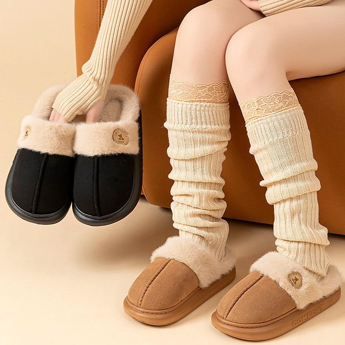 Varma plyschtofflor med tjock sula – unisex