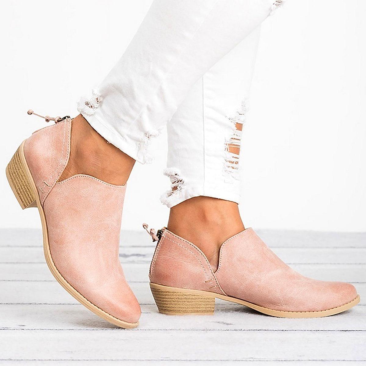 Ankelboots med klack i retrostil för dam