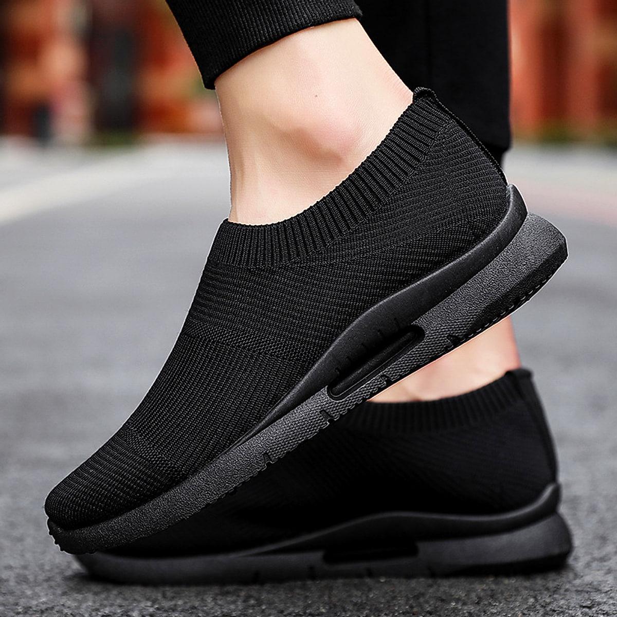 Stickade sneakers i mesh för herr – lätta