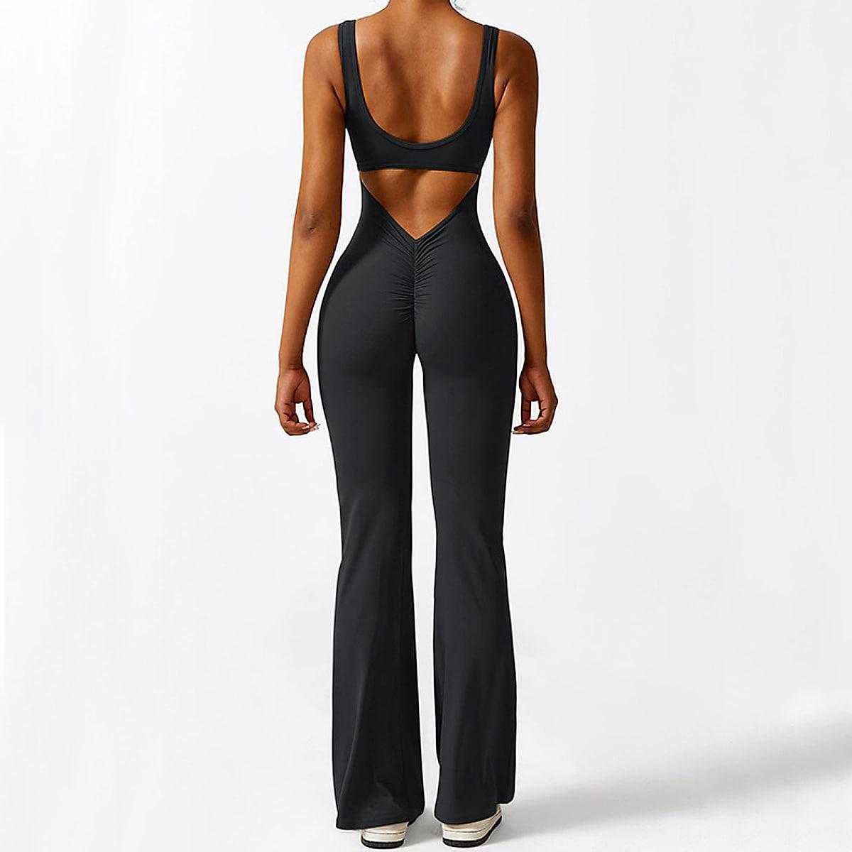 Ärmlös jumpsuit med utsvängda ben – för yoga och vardag