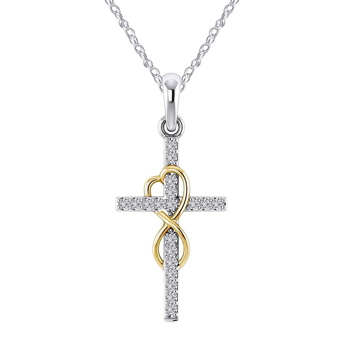 Halsband med kors, strass och oändlighetstecken
