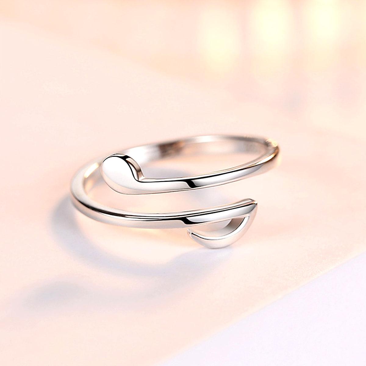 Justerbar ring med noter – silver- eller roséguldfärgad