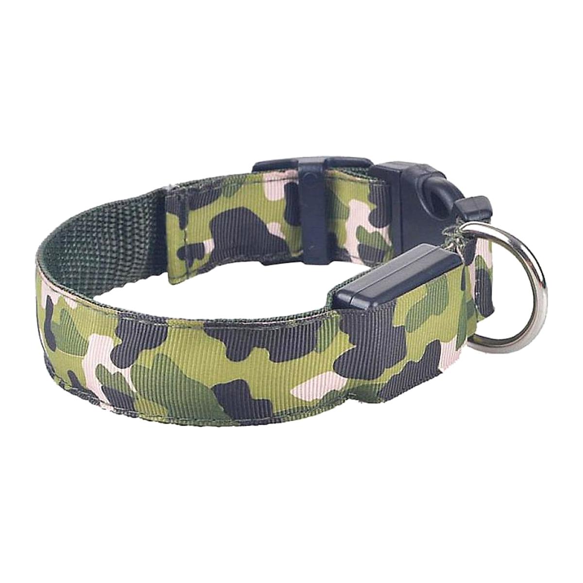 Hundhalsband med LED-ljus och kamouflagemönster – batterier ingår