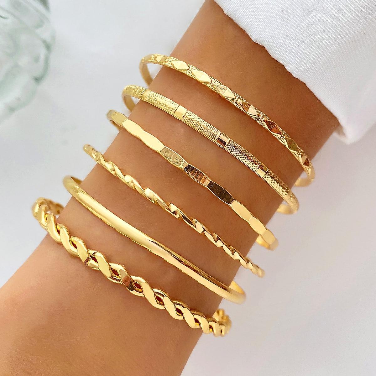 Armbandsset med kedjor i guldfärg – 6 delar