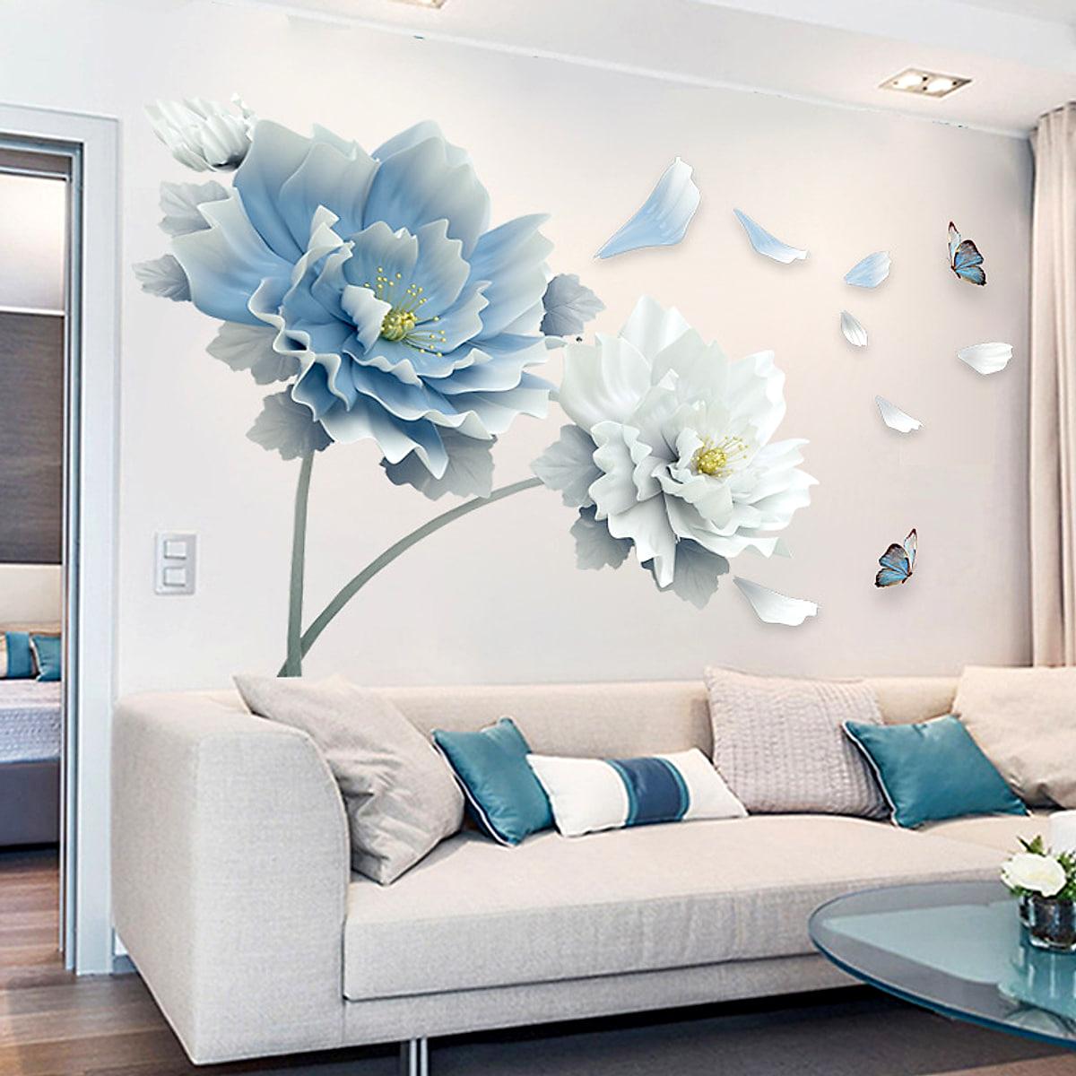 Väggdekor med blommor – självhäftande, 125 × 78 cm