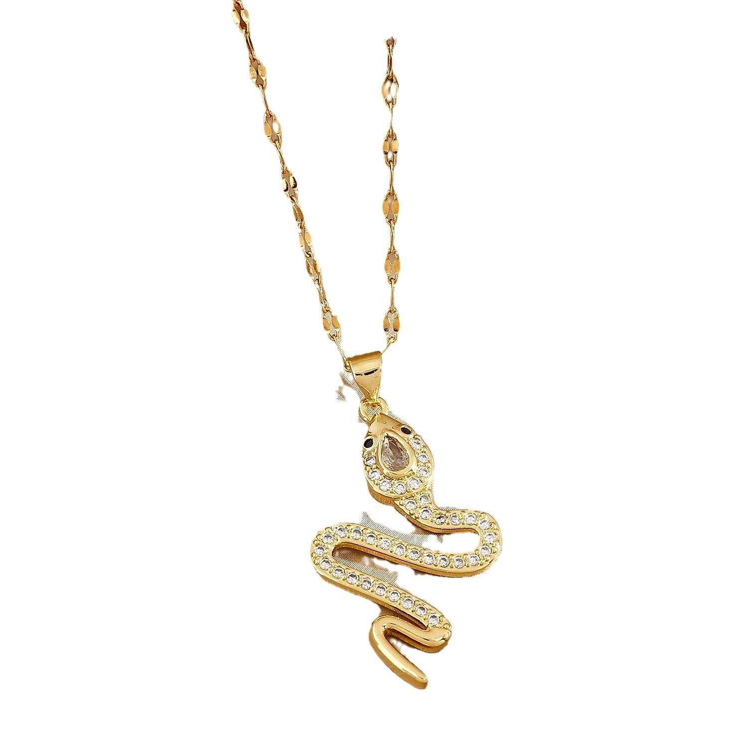 Halsband med orm och strass – titanstål