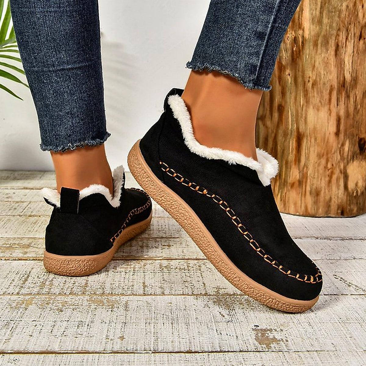 Fodrade ankelboots med v-skåra – varma och platta
