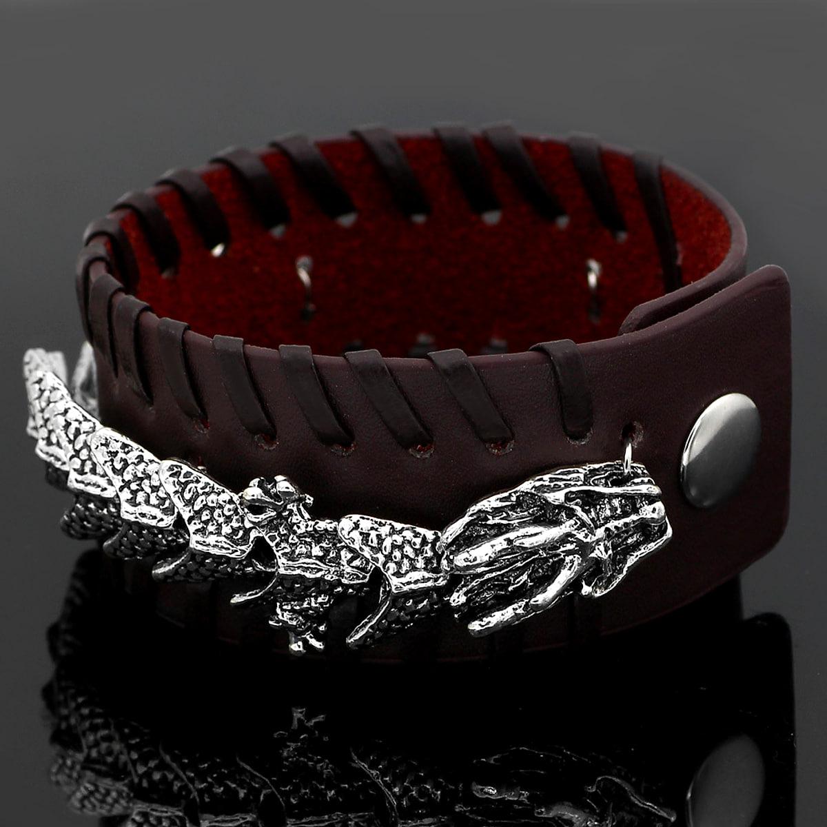 Läderarmband med keltisk drake – 23 cm