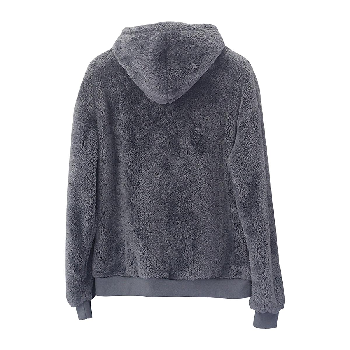 Hoodie i mjuk plysch för herr – med fickor