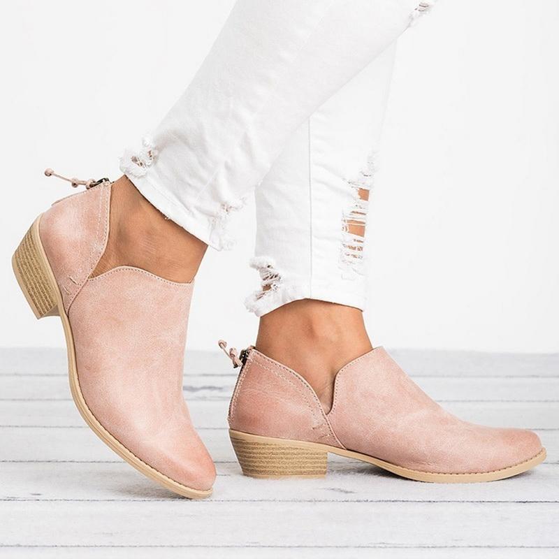 Ankelboots med klack i retrostil för dam