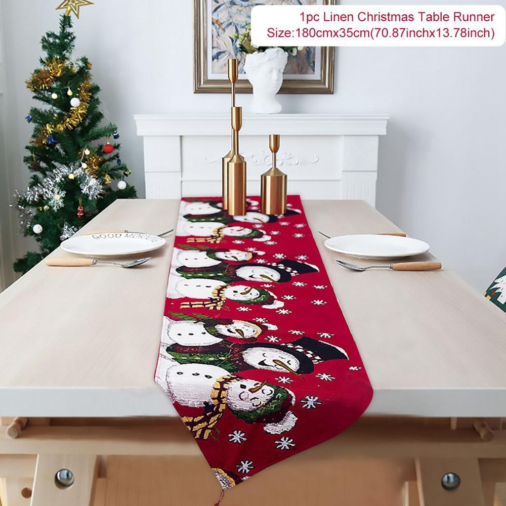 Broderad bordslöpare med julmotiv – 35 × 180 cm