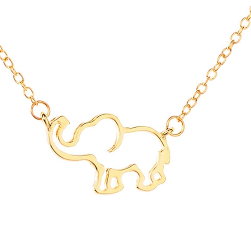 Halsband med elefant – guld- eller silverfärgat, 45 + 5 cm