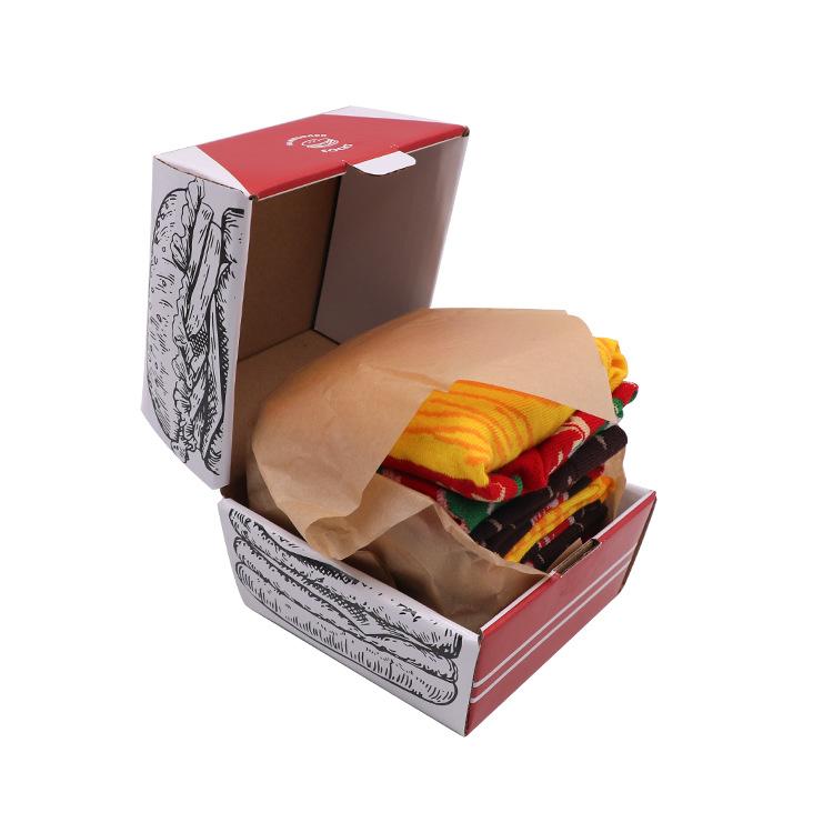 Hamburgerstrumpor i presentask – 3 par roliga strumpor
