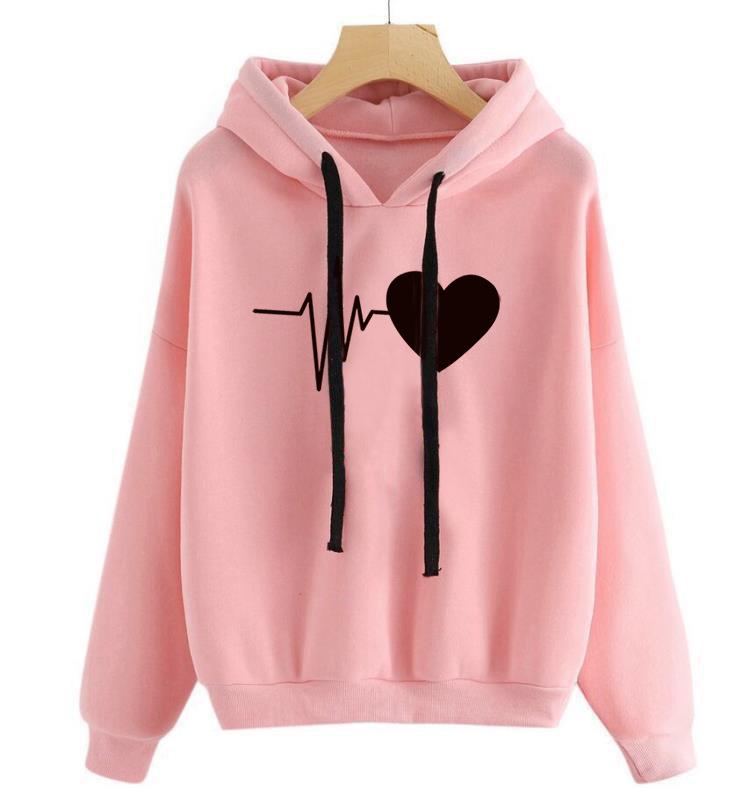 Hoodie med hjärtmönster för dam