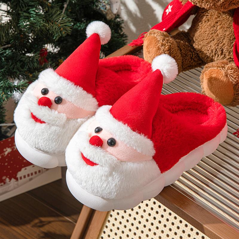 Jultofflor med tomte – tjock och halkfri sula, unisex