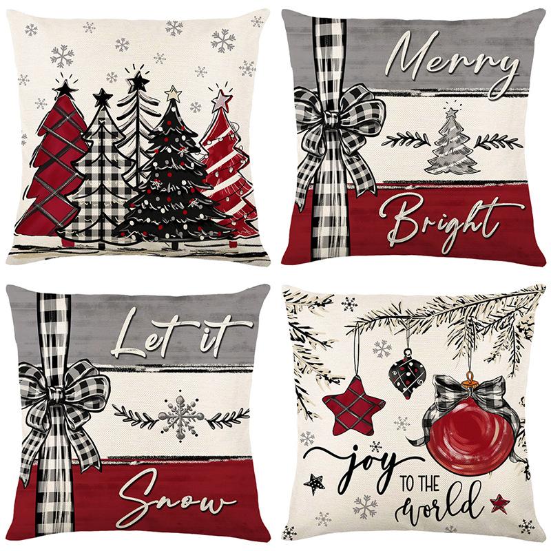 Kuddfodral med julmotiv – 4 st, 45 × 45 cm