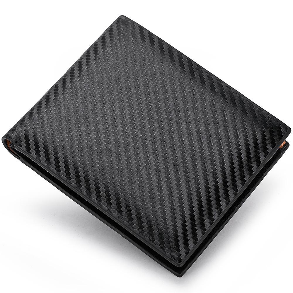Plånbok med kolfibermönster och dragkedja – 12 × 10 cm