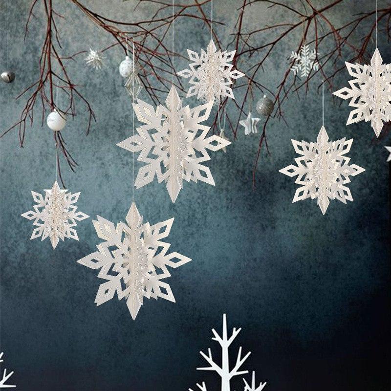 Snöflingor i papper att hänga – 6 st, 15 till 25 cm