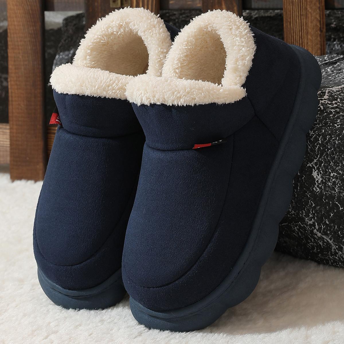 Varma tofflor med plyschfoder och tjock gummisula – unisex