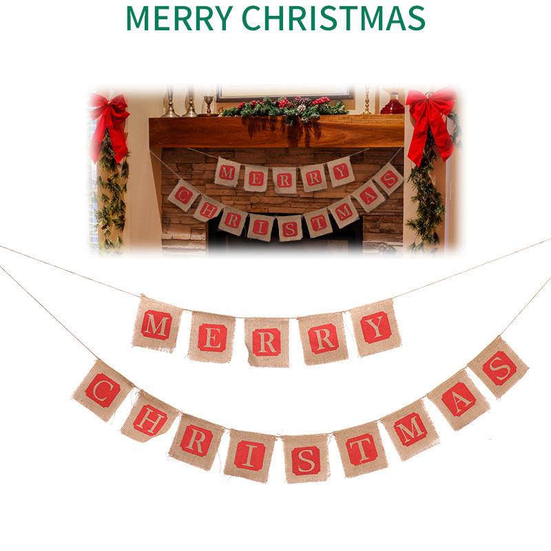 Vimpelgirlang i jute med Merry Christmas – 2 st, 14 flaggor