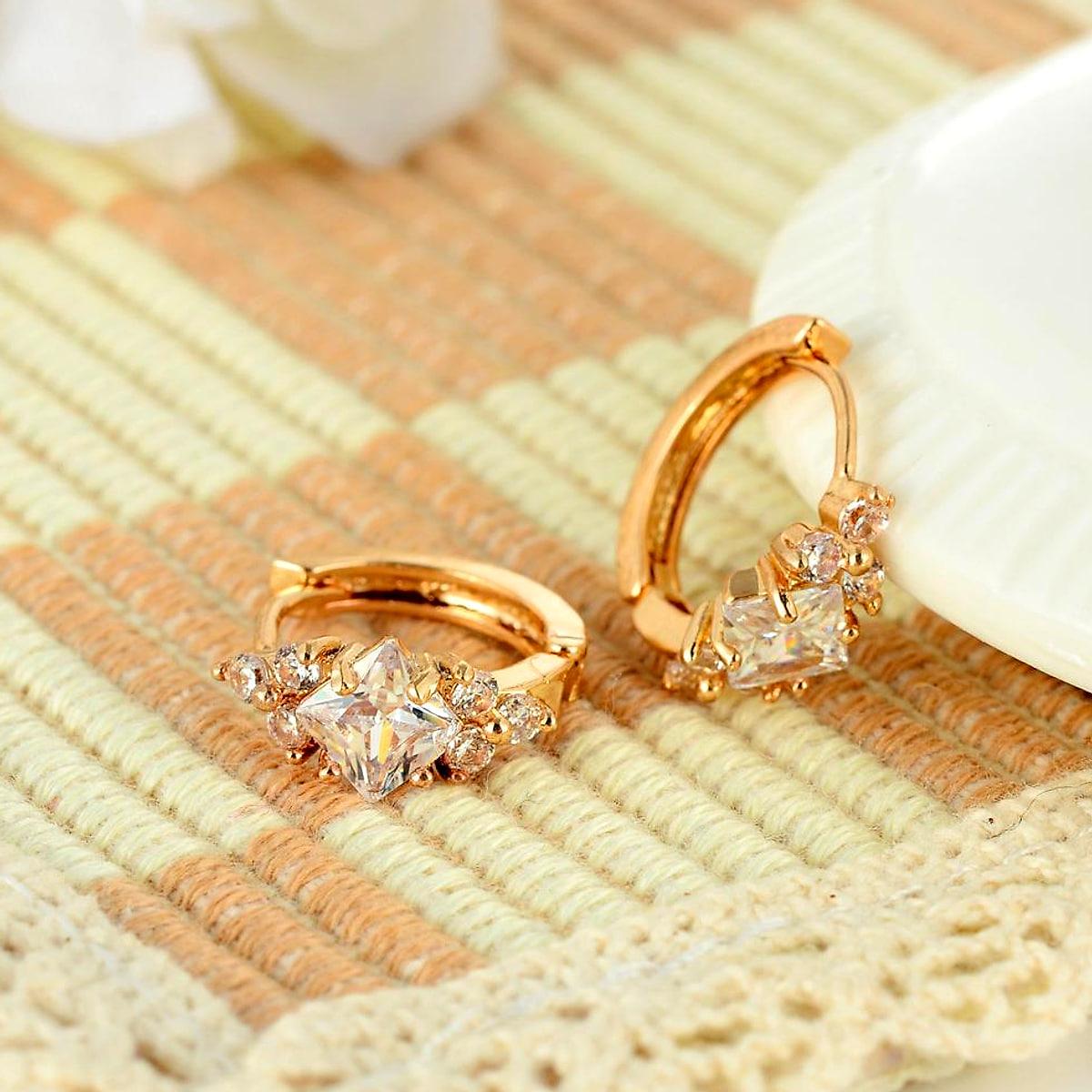 Fyrkantiga ringörhängen med zirkoner – 1,8 cm