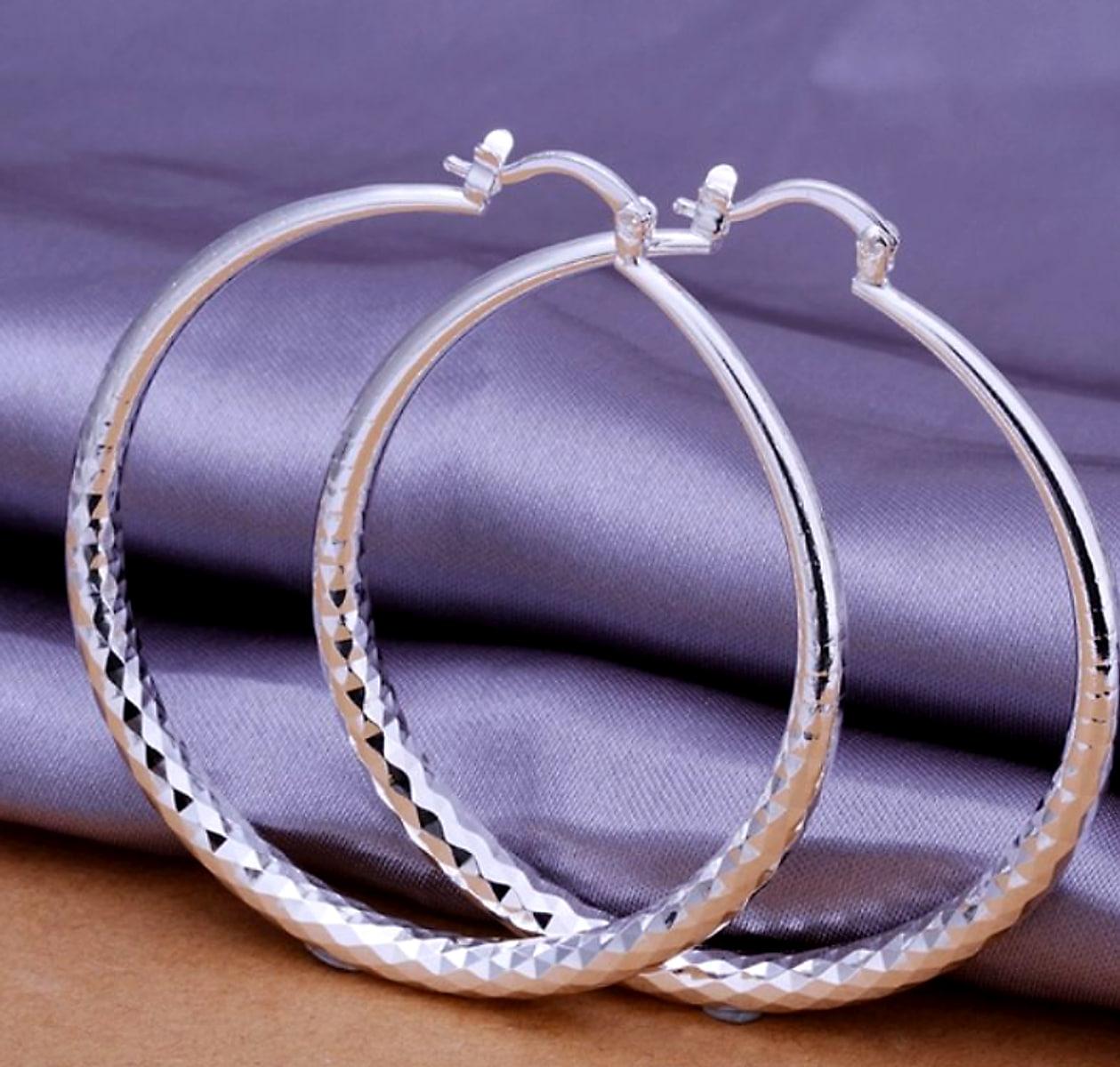 Stora ringörhängen i 925 silver – U-formade
