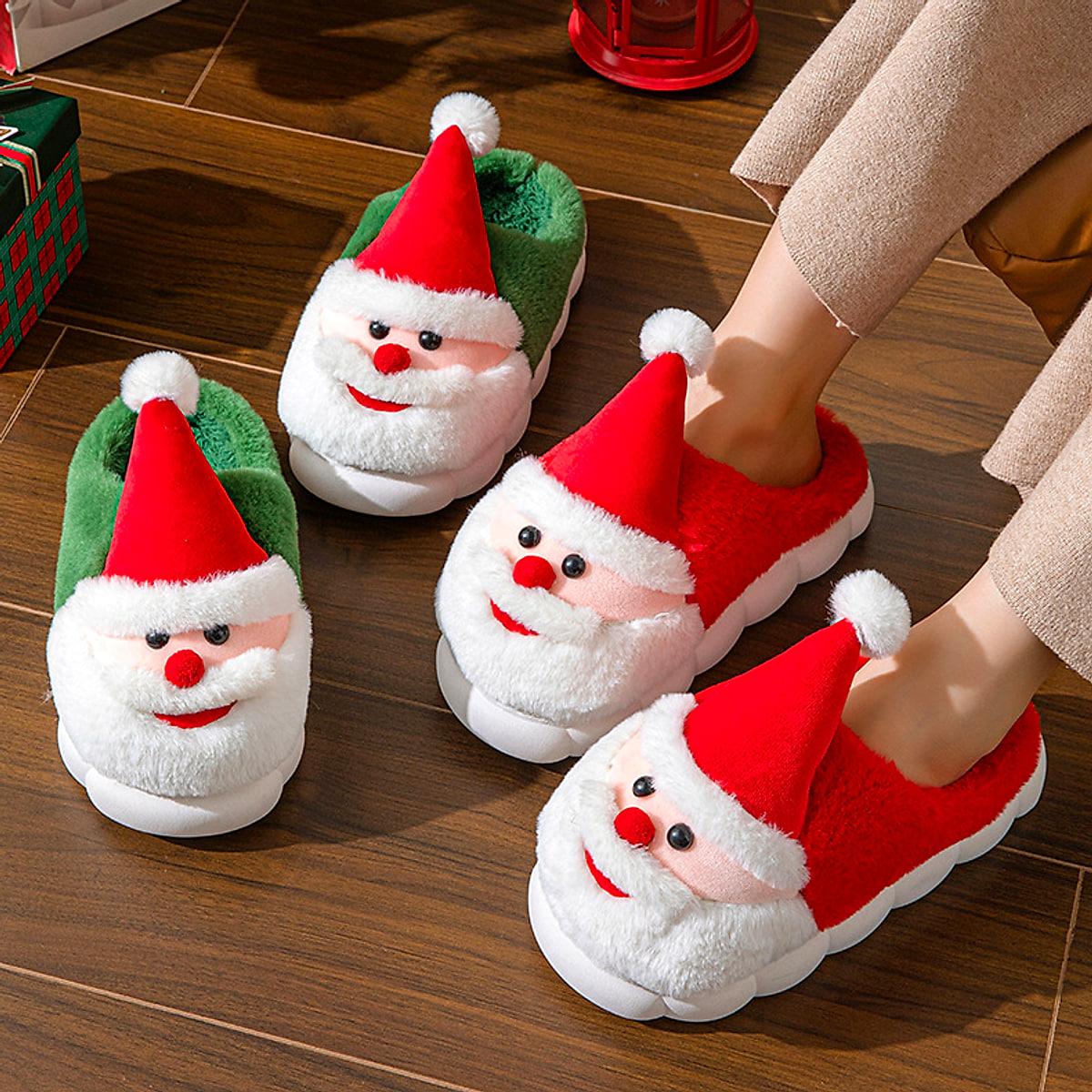 Jultofflor med tomte – tjock och halkfri sula, unisex