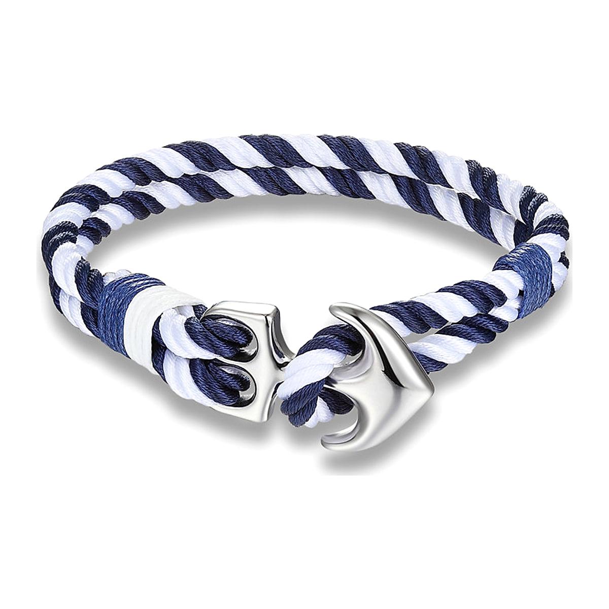 Armband i flätat rep med ankarlås – maritim stil, herr