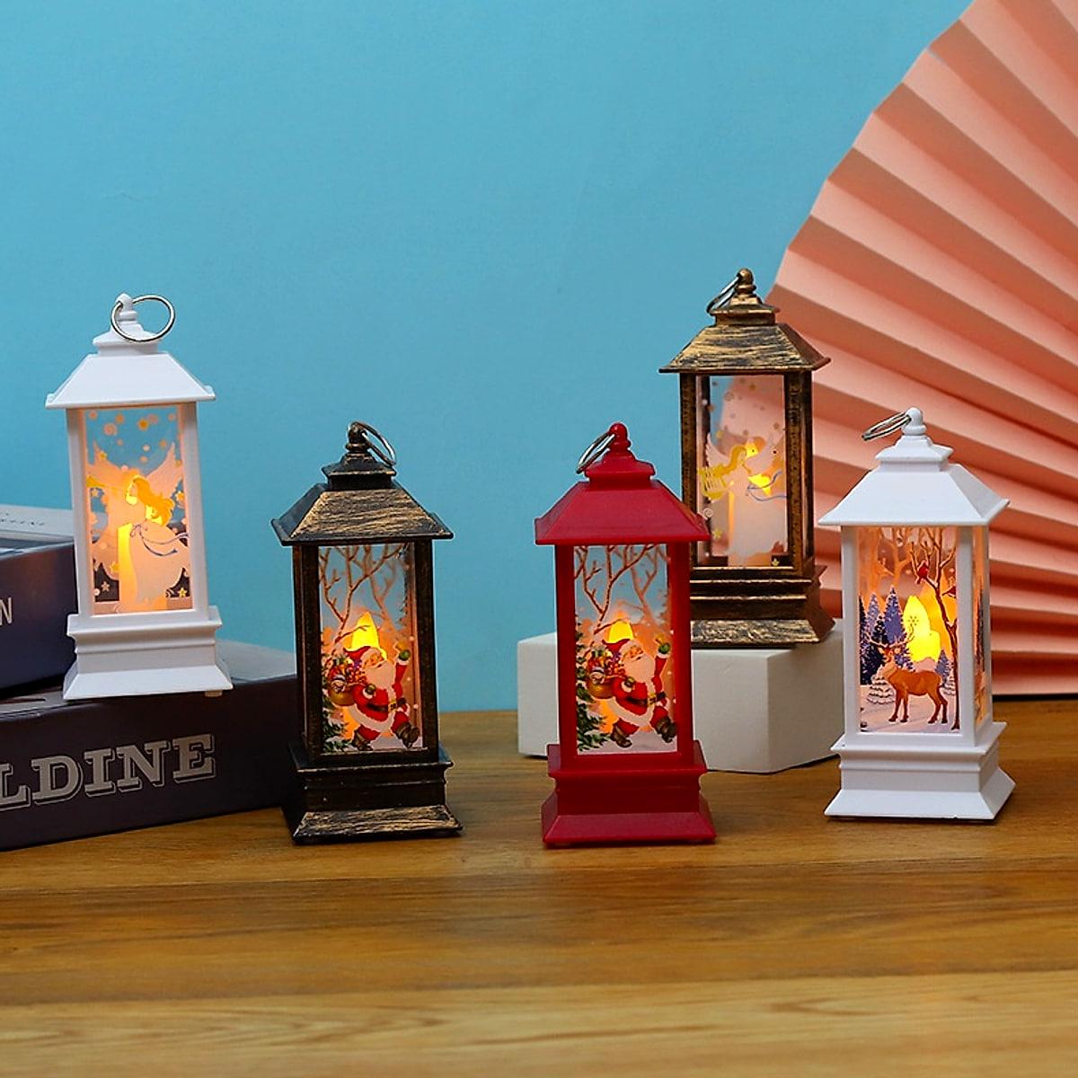 Batteridriven LED-lykta med tomte – mysig julbelysning